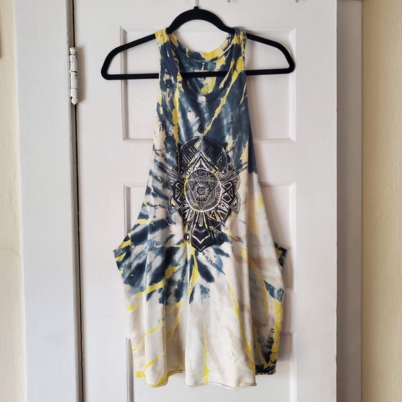 Ecote Tie-Dye Tank Top in Blue, Yellow, and White - Picture 1 of 8